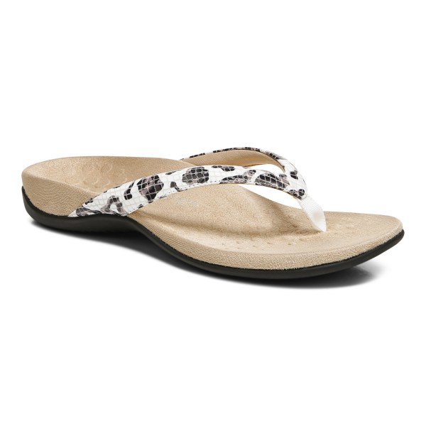 Vionic Sandals Ireland - Dillon Toe Post Sandal White Leopard - Womens Shoes Ireland | ELVDY-6385